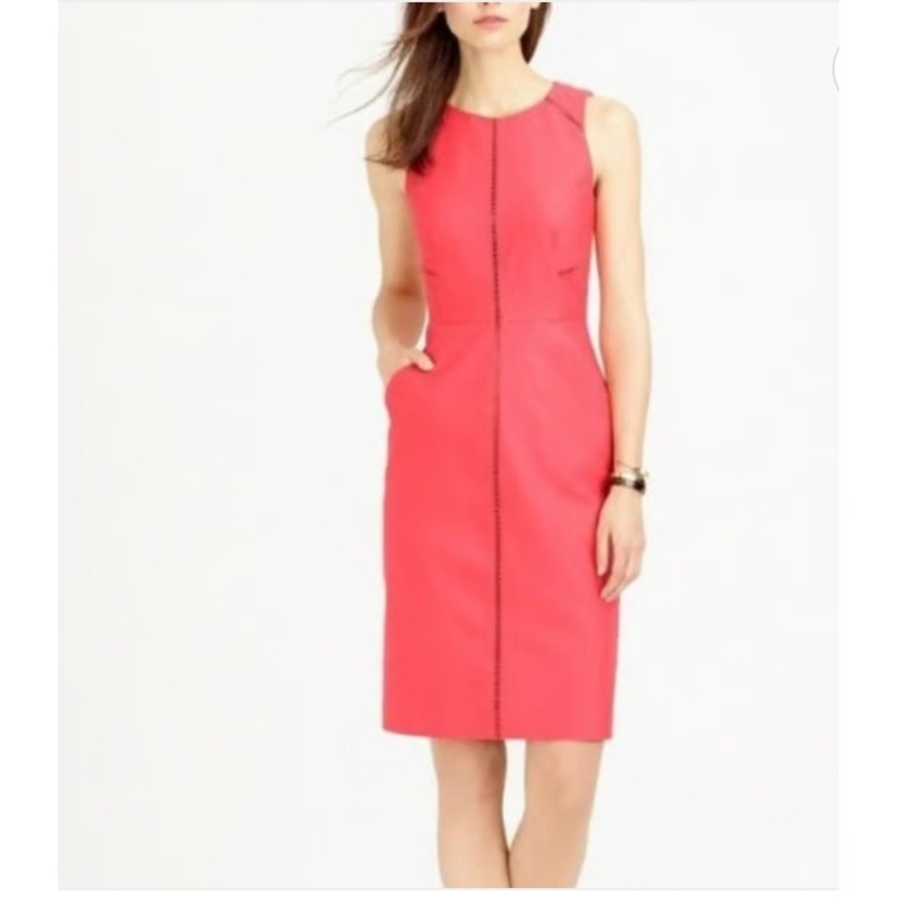 J.Crew Sleeveless Sheath Dress Career Workwear Coral‎ Pink Fitted 8P